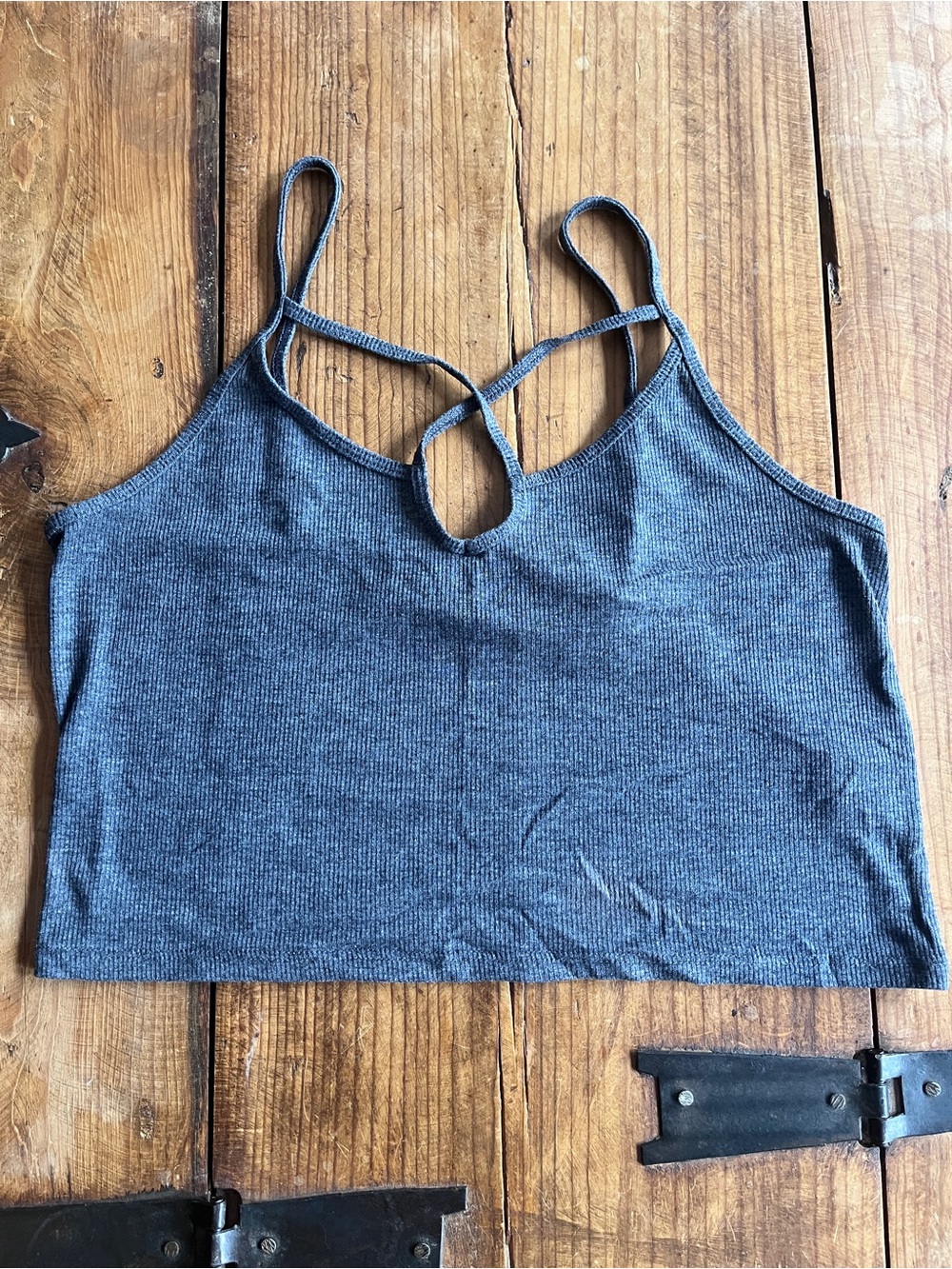 Mudd Ribbed Tank Top - Charcoal Gray